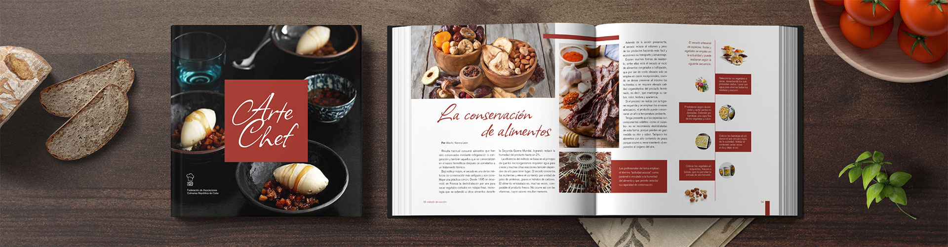 Two Artechef books: one showing the cover and the other open to a double-page spread