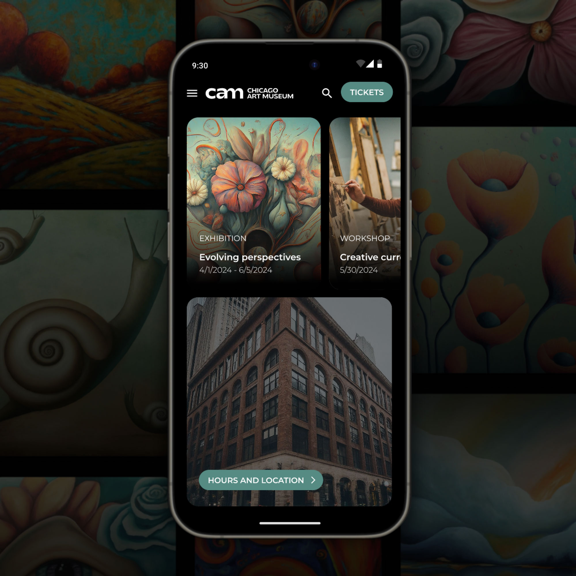 Screenshot of the Cam Phone app's homepage