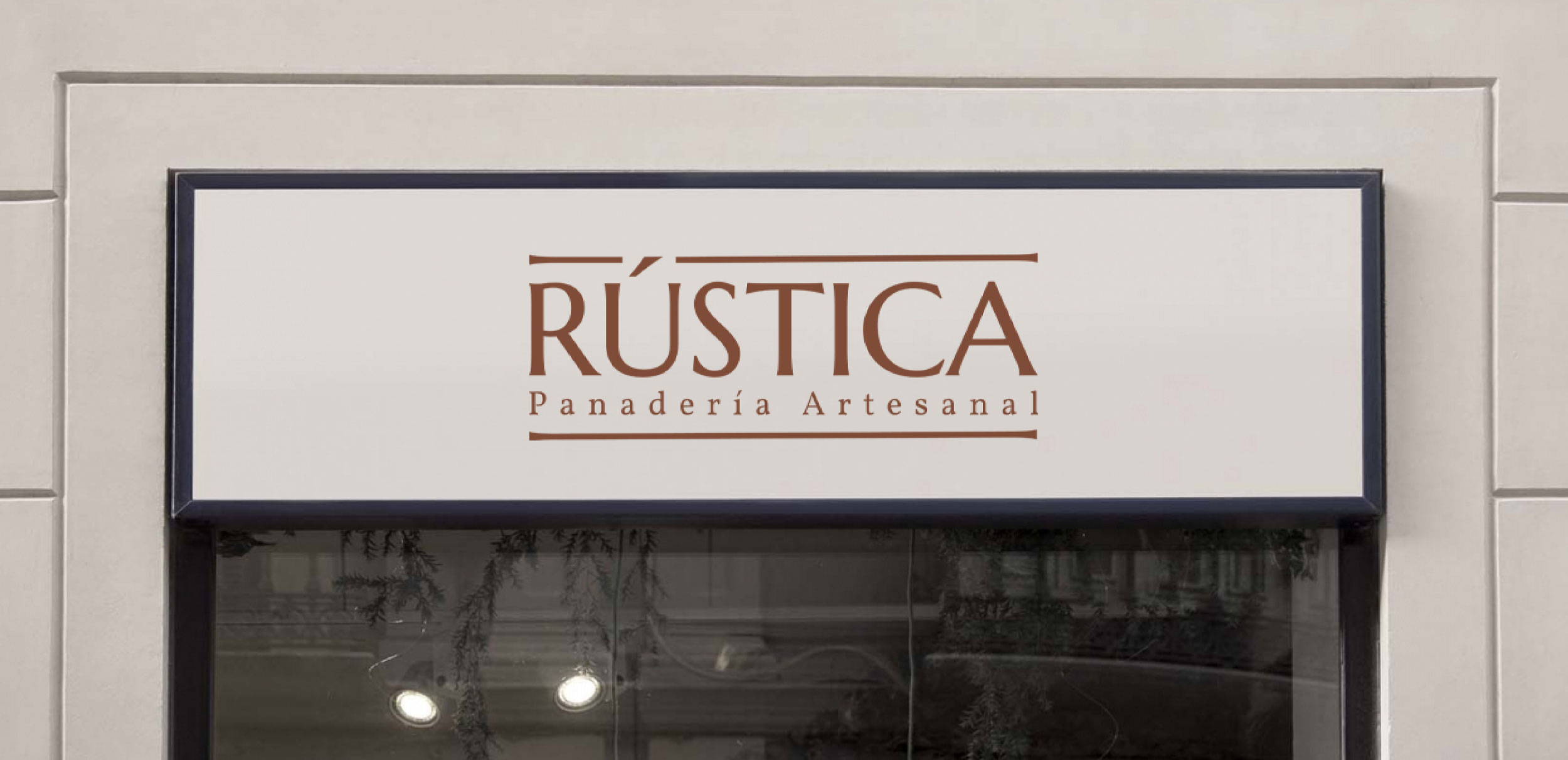 Rustica logo on the bakery facade